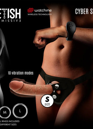 FETISH SUBMISSIVE CYBER STRAP - HARNESS MIT FERNBEDIENUNGS-DILDO-UHREN-TECHNOLOGIE - Vibrationsgurte