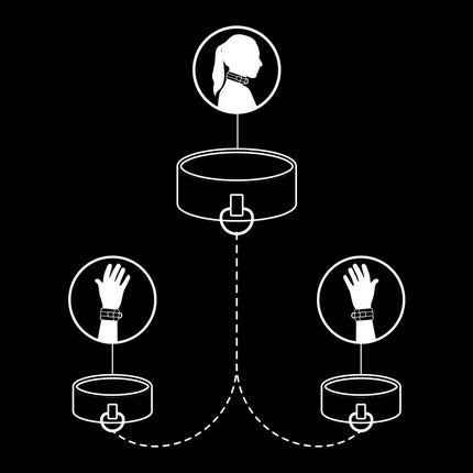 FETISH SUBMISSIVE - HALSKETTE UND HANDSCHELLEN AUS VEGANEM LEDER MIT NOPRENE-FUTTER - Halskette