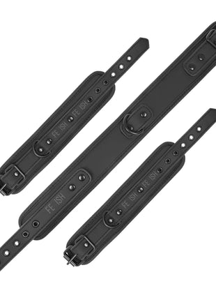 FETISH SUBMISSIVE - HALSKETTE UND HANDSCHELLEN AUS VEGANEM LEDER MIT NOPRENE-FUTTER - Halskette