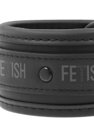 FETISH SUBMISSIVE - HALSKETTE UND HANDSCHELLEN AUS VEGANEM LEDER MIT NOPRENE-FUTTER - Halskette