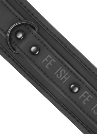 FETISH SUBMISSIVE - HALSKETTE UND HANDSCHELLEN AUS VEGANEM LEDER MIT NOPRENE-FUTTER - Halskette