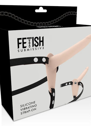 FETISH SUBMISSIVE HARNESS - FLEISCH-SILIKON-VIBRATOR 15 CM - Vibrationsgurte