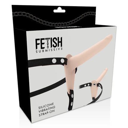 FETISH SUBMISSIVE HARNESS - FLEISCH-SILIKON-VIBRATOR 15 CM - Vibrationsgurte