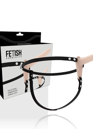 FETISH SUBMISSIVE HARNESS - FLEISCH-SILIKON-VIBRATOR 15 CM - Vibrationsgurte