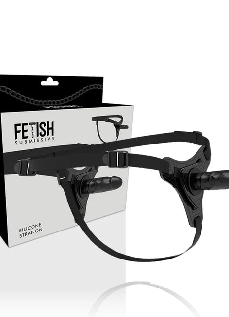 FETISH SUBMISSIVE HARNESS - REALISTISCHES SCHWARZES SILIKON 15 CM - Strapon Gurte
