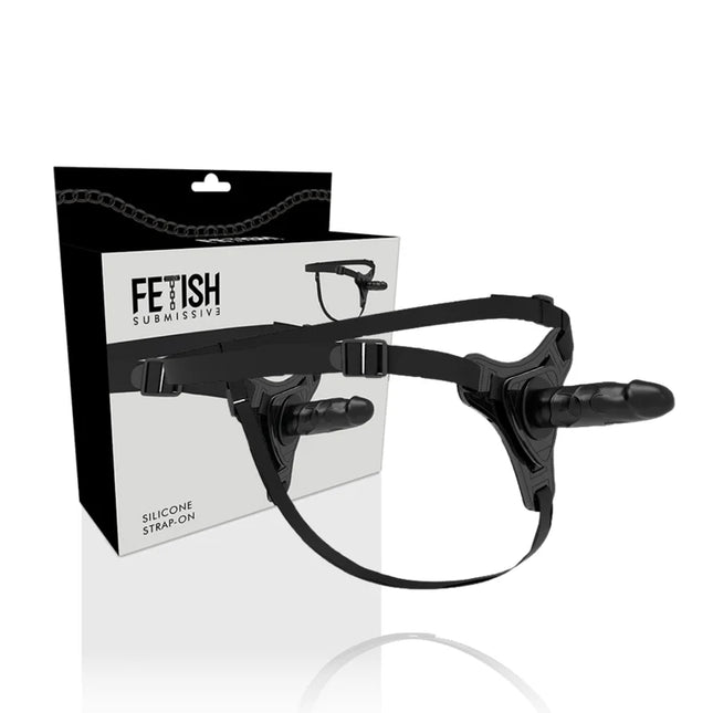 FETISH SUBMISSIVE HARNESS - REALISTISCHES SCHWARZES SILIKON 15 CM - Strapon Gurte