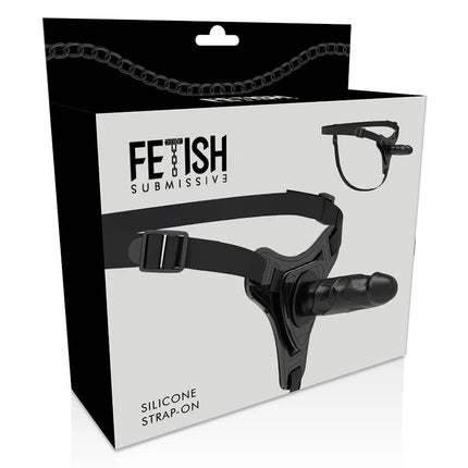 FETISH SUBMISSIVE HARNESS - REALISTISCHES SCHWARZES SILIKON 15 CM - Strapon Gurte