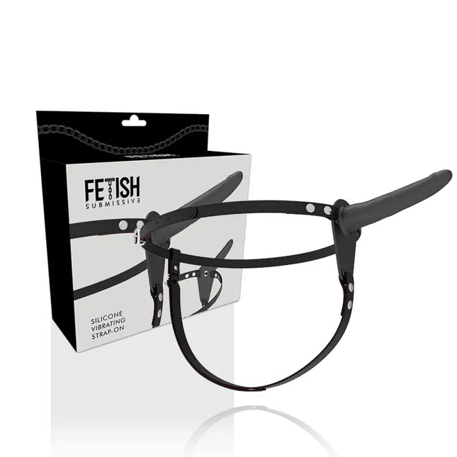 FETISH SUBMISSIVE HARNESS - SCHWARZER SILIKONVIBRATOR 15 CM - Vibrationsgurte