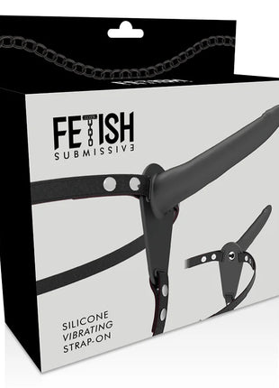 FETISH SUBMISSIVE HARNESS - SCHWARZER SILIKONVIBRATOR 15 CM - Vibrationsgurte