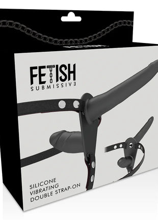 FETISH SUBMISSIVE HARNESS - SCHWARZER VIBRATOR MIT DOPPELPENETRATION - Vibrationsgurte