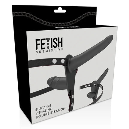 FETISH SUBMISSIVE HARNESS - SCHWARZER VIBRATOR MIT DOPPELPENETRATION - Vibrationsgurte