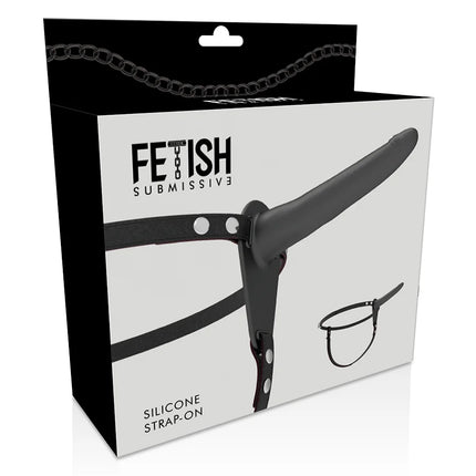 FETISH SUBMISSIVE HARNESS - SCHWARZES SILIKON 15 CM - Strapon Gurte