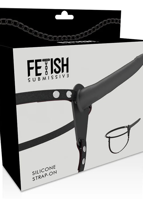 FETISH SUBMISSIVE HARNESS - SCHWARZES SILIKON 15 CM - Strapon Gurte