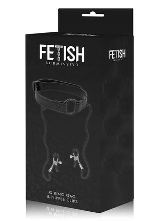 FETISH SUBMISSIVE - KNEBELRING MIT NIPPELKLEMMEN - Halskette