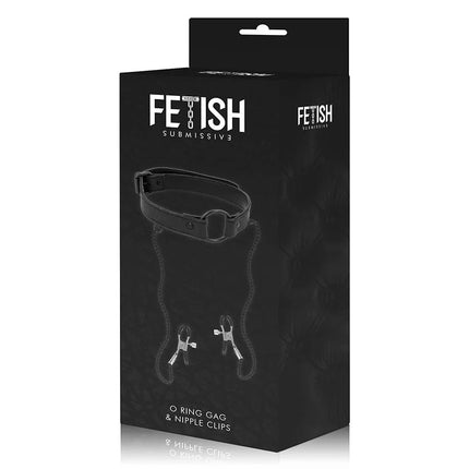 FETISH SUBMISSIVE - KNEBELRING MIT NIPPELKLEMMEN - Halskette