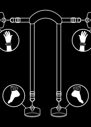 FETISH SUBMISSIVE - MEISTERPOSITION MIT 4 NOPRENE-GEFÜTTERT HANDSCHELLEN - Handschellen