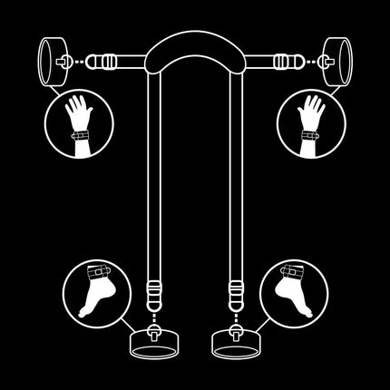 FETISH SUBMISSIVE - MEISTERPOSITION MIT 4 NOPRENE-GEFÜTTERT HANDSCHELLEN - Handschellen