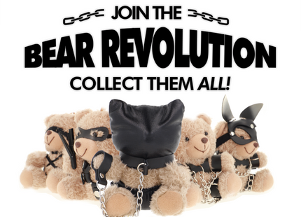 Schwarzer leder bär kopf mit silberner kette fetisch submissive momo bdsm teddybär modell 8