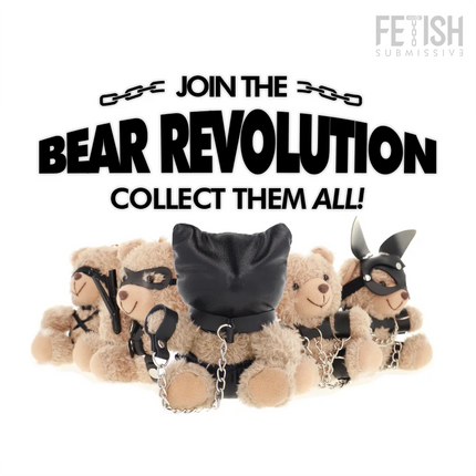 Schwarzer leder bär kopf mit silberner kette fetisch submissive momo bdsm teddybär modell 8
