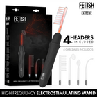 Schwarzer fetish submissive vibrador wand zur electroestimulacion alta frecuencia mit transparenten rosa austauschköpfen