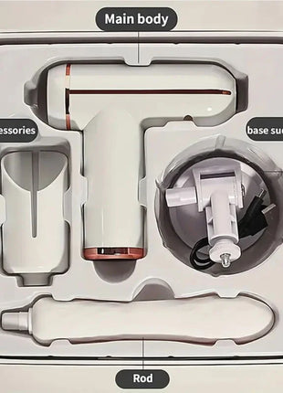 Weiß-roségoldener handlicher massagestab aus silikon mit 32 modi im fkking harmonix ergonomischen design
