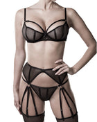 Flexi-Luxe: Elastisches Dessous-Set im Hochglanz-Look - S / schwarz - Sexy Dessous-Set