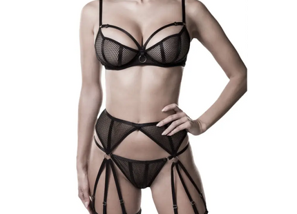 Flexi-Luxe: Elastisches Dessous-Set im Hochglanz-Look - S / schwarz - Sexy Dessous-Set