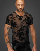 Flower Flock T-Shirt H073 von Noir Handmade Alpha Collection - S / schwarz - Herren-Shirt