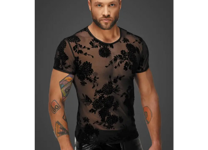 Flower Flock T-Shirt H073 von Noir Handmade Alpha Collection - S / schwarz - Herren-Shirt