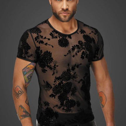 Flower Flock T-Shirt H073 von Noir Handmade Alpha Collection - S / schwarz - Herren-Shirt