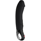 Schwarzer silikon-vibrator big boss black line mit ergonomischem schlaufengriff und glänzendem basis mit steuerungstasten
