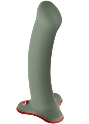 Fun factory magnum dildo wild olive olivgrüner silikon analplug mit rotem akzent und rundem logo am ständer