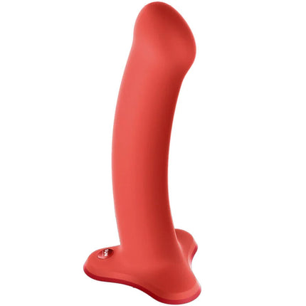 Rot silikon analplug mit gebogener, konischer form und stabilem sockel von Fun Factory Magnum Dildo Wild Olive