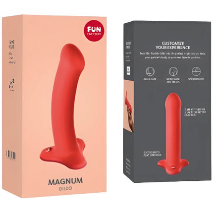 Roter magnum dildo von fun factory mit glatter silikonoberfläche und ergonomischem design wild olive model