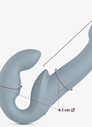 Grauer silikon dualkopfvibrator fun factory share vibe pro doppelvibrator mit ergonomischem design und strukturierter griffzone