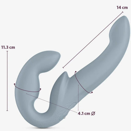 Grauer silikon dualkopfvibrator fun factory share vibe pro doppelvibrator mit ergonomischem design und strukturierter griffzone