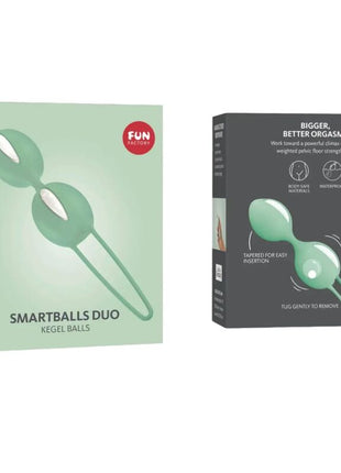 Mintgrüne silikon smartballs duo kegelbälle von fun factory für beckenbodenübungen