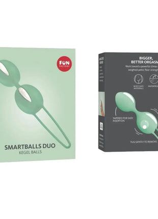Mintgrüne silikon smartballs duo kegelbälle von fun factory für beckenbodenübungen