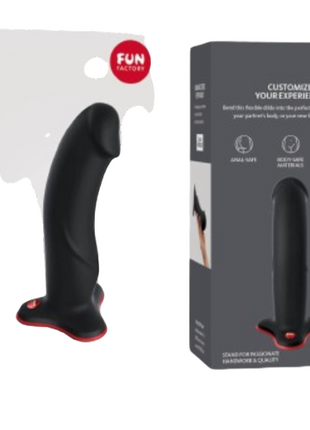 Schwarzer silikon analplug mit rotem boden und strukturiertem griff von fun factory im produkt the boss realistischer dildo schwarz