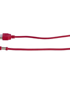 Rotes usb magnet ladekabel von fun factory mit schwarzem rundem stecker zwei silbernen knöpfen und pinkem akzent