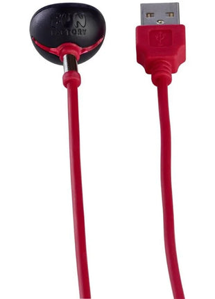 Rotes usb-magnet-ladekabel mit schwarzem rundem bon factory anschluss für fun factory geräte