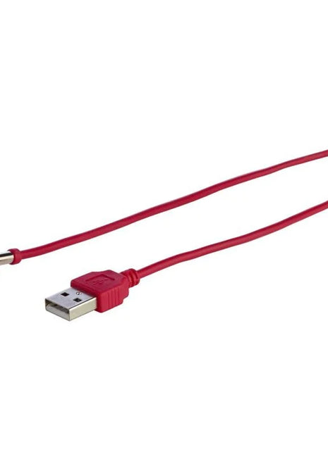 Rotes fun factory usb-magnet-ladegerät mit schwarzem rundem stecker und zwei metallischen kontakten
