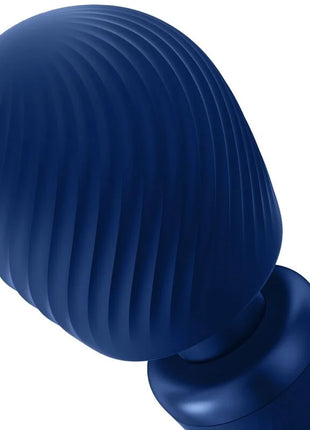 Fun factory vim silikon wiederaufladbarer vibrierender gewichteter rumble wand mitternachtsblau aus tiefblauem silikon mit geripptem rundem kopf und glattem griff