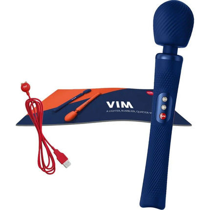 Fun factory vim silikon wiederaufladbarer vibrierender gewichteter rumble wand mitternachtsblau mit strukturiertem griff und drei knöpfen