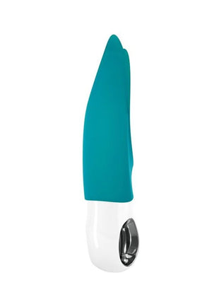 Teal und weiße silikon klitoralvibrator von fun factory mit schlankem, konischem design für gezielte stimulation