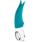 Teal und weiße h2o wand mit schlankem ergonomischem design und silikonspitzen für den fun factory volta g5 klitoralvibrator benzin