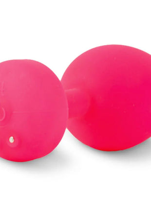 Hellpinkfarbener silikon anal-vibrator eggform mit power-knopf und zwei silbernen kontakten von funtoys gplug