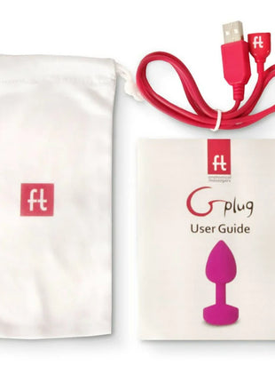 Rosafarbener silikon g plug mit usb-ladekabel und markentasche funtoys gplug anal-vibrator 3,9 cm groß