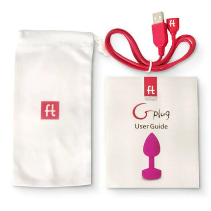 Rosafarbener silikon g plug mit usb-ladekabel und markentasche funtoys gplug anal-vibrator 3,9 cm groß