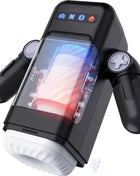 Schwarzer und weißer silikonüberzogener game cup stoßender vibrations-masturbator mit transparentem frontpanel und heizfunktion